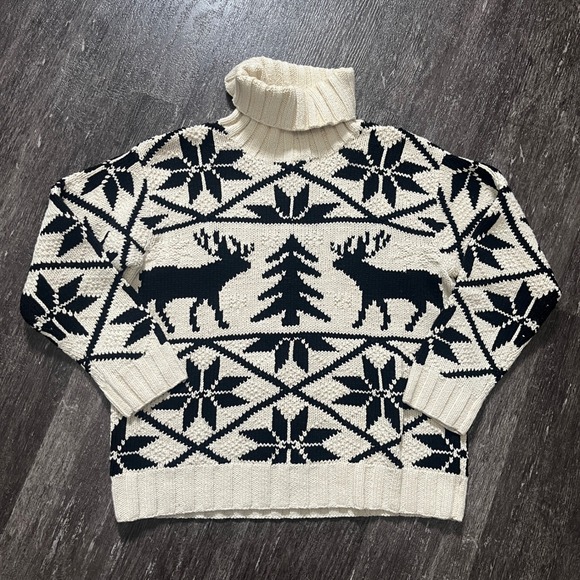 Ralph Lauren Sweaters - Vintage Rare Ralph Lauren Fair Isle Moose Tree Wool Blend Turtleneck Sweater